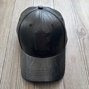 Emmydeveaux Black Faux Leather Baseball Cap